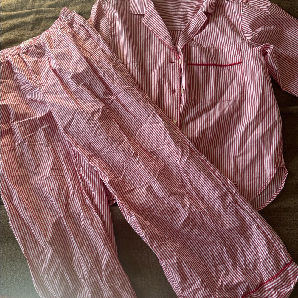 J. Crew Red and White Striped Small Pajama Set - Picture 2 of 4